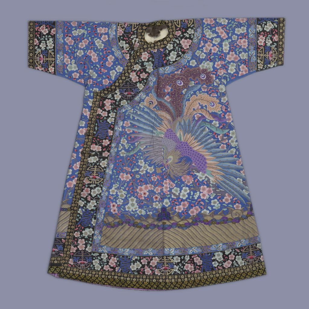 图片[1]-Moon color tapestry phoenix plum blossom leather shirt-China Archive